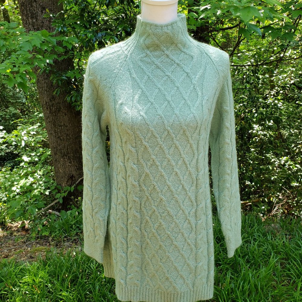 OTTOD'AME Turtleneck Long Sweater in Light Green Size Small US 6 NWT - Picture 3 of 11